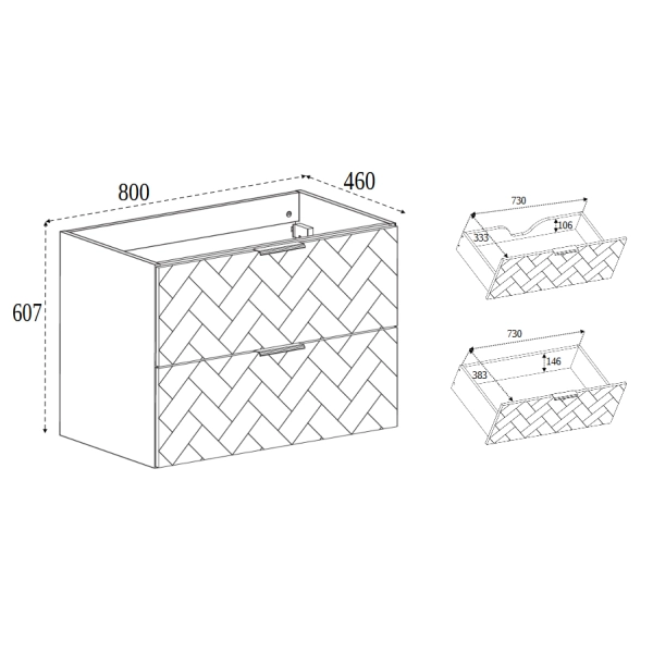 Szafka pod umywalkę 80 cm wisząca Czarna TREND, Rodan